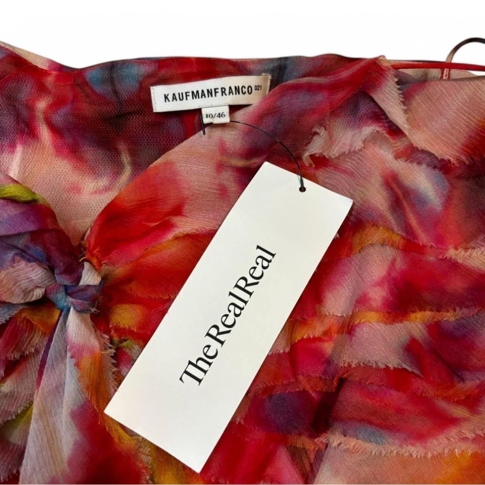 Kaufman Franco Silk Tank Top Size 10 Ruched Sheer Tie Dye Festival Fairycore - Picture 5 of 7